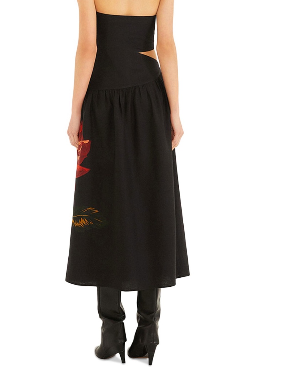 FARM Rio Black Midi Dress with Red Floral Print - Picture 2 of 6